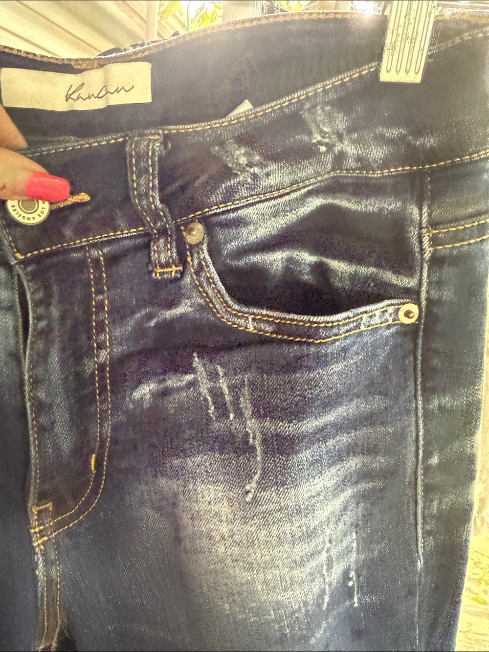 KanCan NWOT W9. 28Women's Dark Wash Distressed Skinny Jeans - Picture 3 of 4